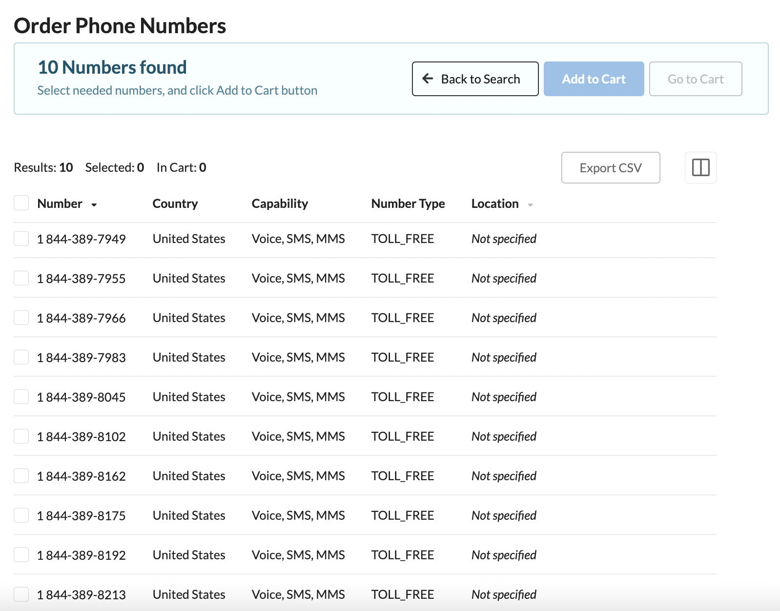 2022.03.14 NumProv OrderPhoneNumbers.TollFree.10NumbersFound.png