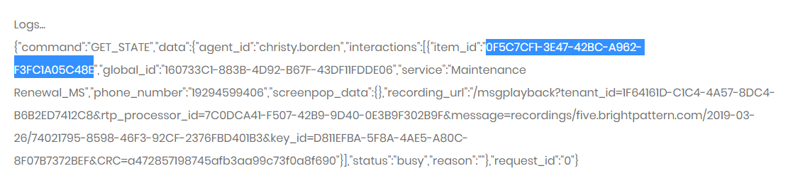 The item_id is the interaction ID