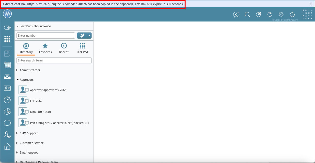 The link displays and copies to the clipboard for convenience