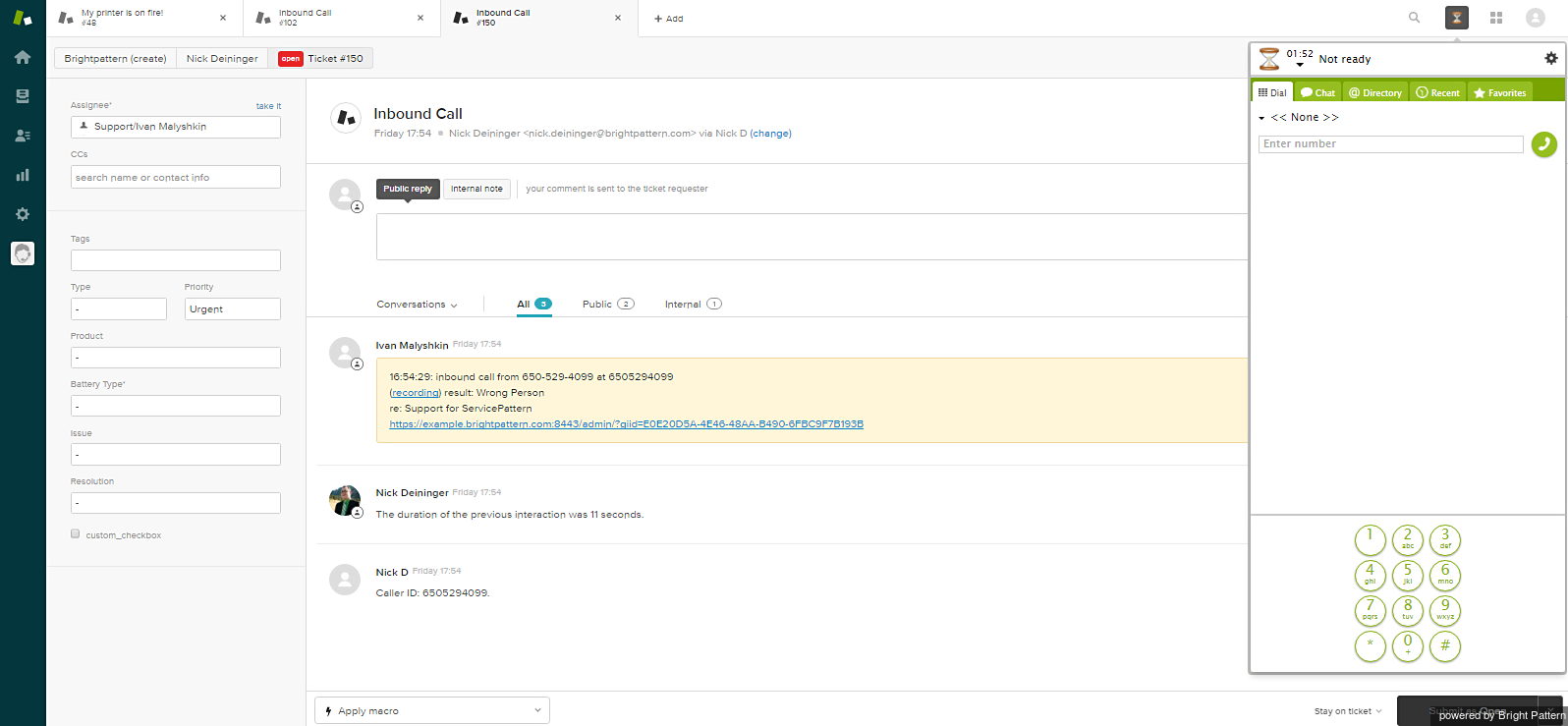 The integrated Zendesk desktop