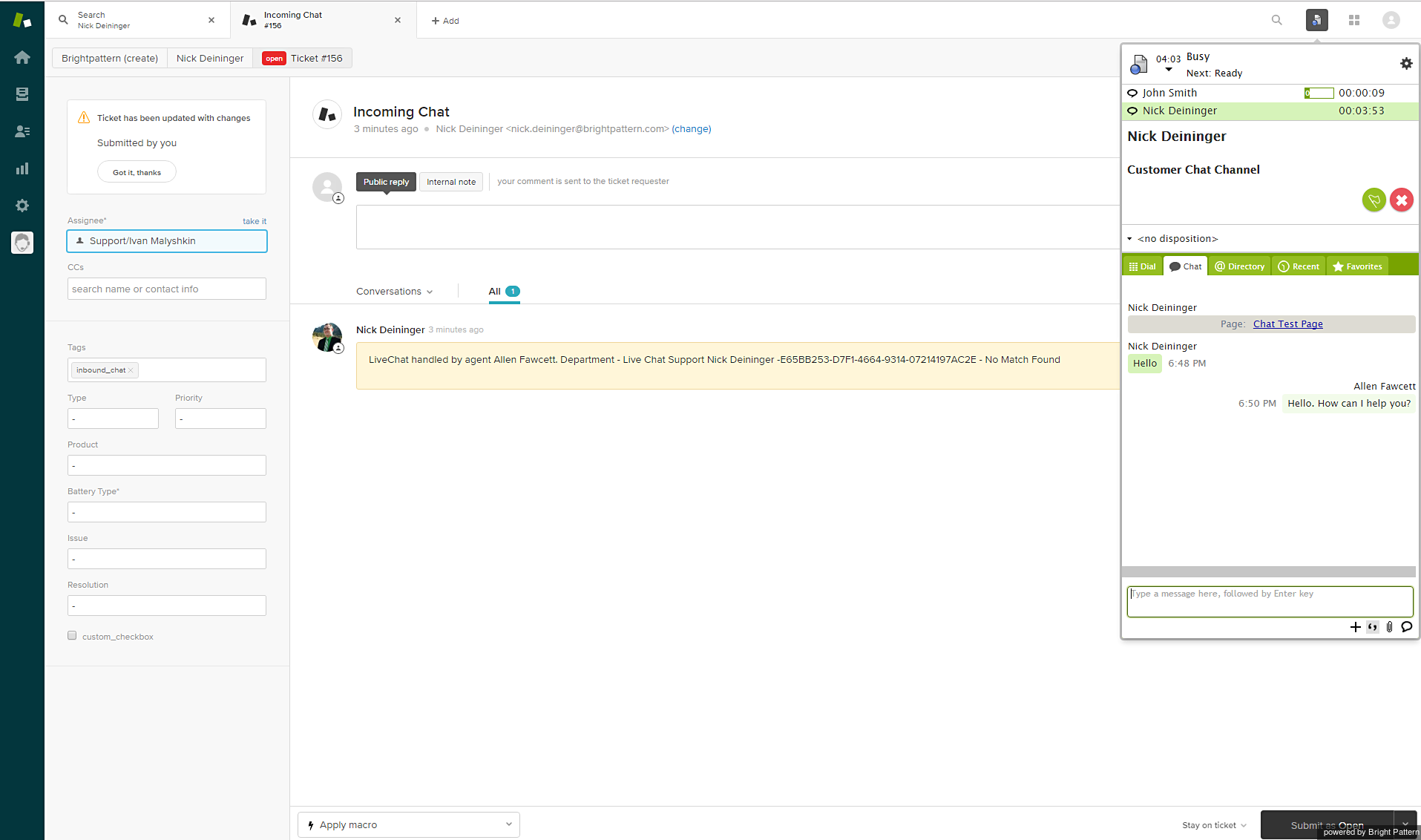 Chatting in the integrated Agent Desktop