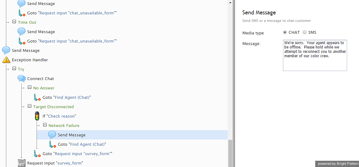 A message tells the customer that the chat was disconnected